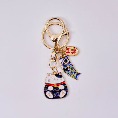 Tokyo-Tiger Blue Lucky Cat Keychain