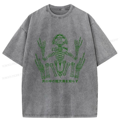 Tokyo-Tiger Frog Skeleton Japanese Washed T-Shirt