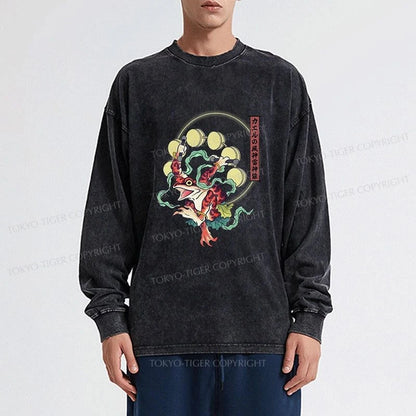 Tokyo-Tiger Frog Monster Japanese Washed Long Sleeve T-Shirt