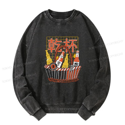 Tokyo-Tiger Have A Beer Together Washed Sweatshirt