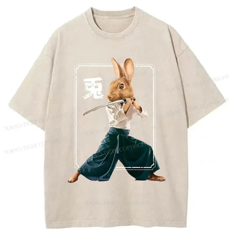 Tokyo-Tiger Japanese Rabbit Ninja Washed T-Shirt