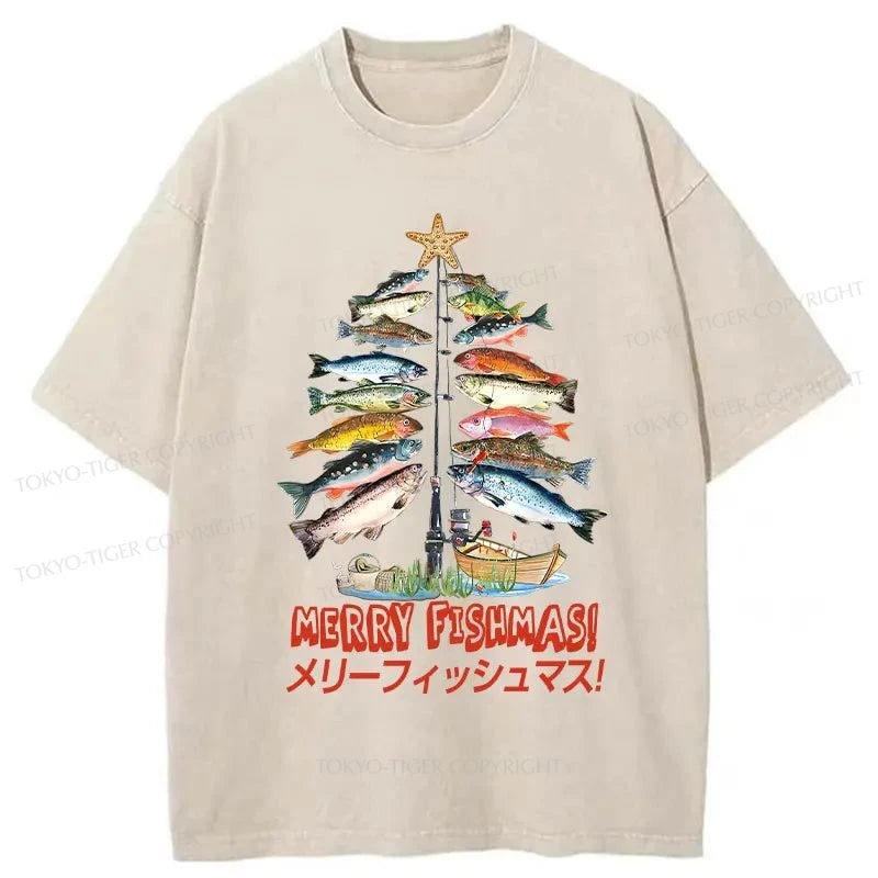 Tokyo-Tiger Christmas Tree Fish Washed T-Shirt