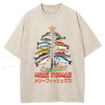 Tokyo-Tiger Christmas Tree Fish Washed T-Shirt