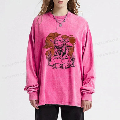 Tokyo-Tiger Ninja Frog Japanese Washed Long Sleeve T-Shirt