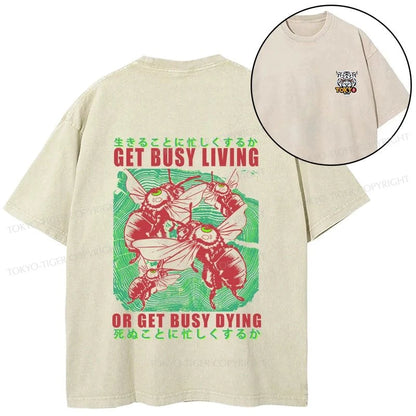 Tokyo-Tiger Busy Bee Japanese Front Back Washed T-Shirt