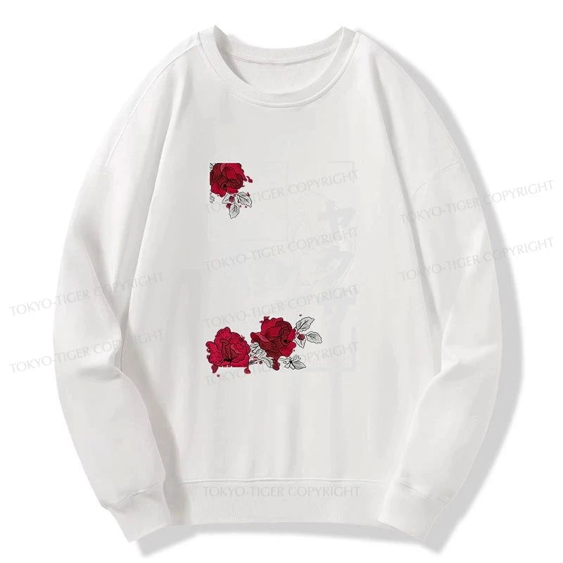 Tokyo-Tiger Skull Roses Japanese Aesthetic Sweatshirt