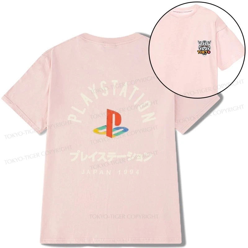 Tokyo-Tiger PlayStation Logo Japan Front Back Classic T-Shirt