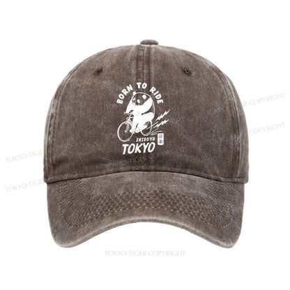 Tokyo-Tiger Pandas Ride Bicycles Washed Cap