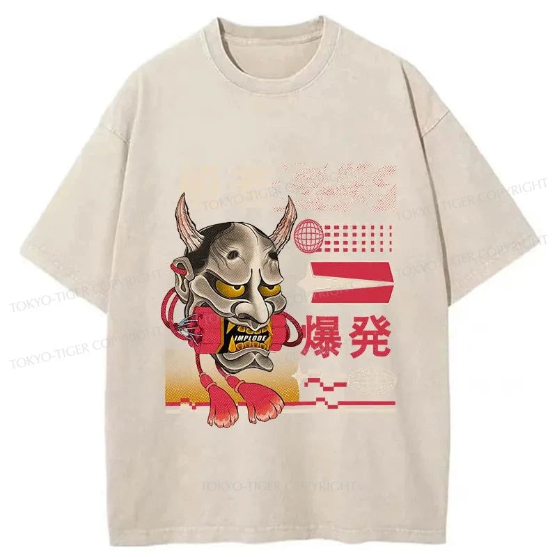 Tokyo-Tiger Hannya Mask Japanese Washed T-Shirt