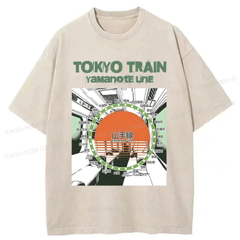 Tokyo-Tiger Yamanote Line Washed T-Shirt