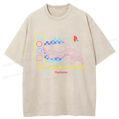 Tokyo-Tiger Japanese Game Consoles Washed T-Shirt