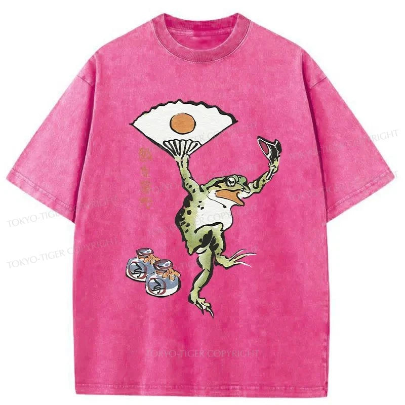 Tokyo-Tiger Dancing Frog Japanese Washed T-Shirt