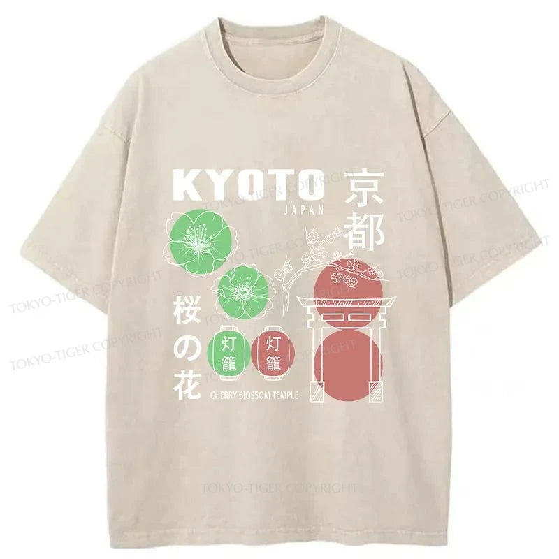 Tokyo-Tiger Kyoto Sakura Japanese Washed T-Shirt