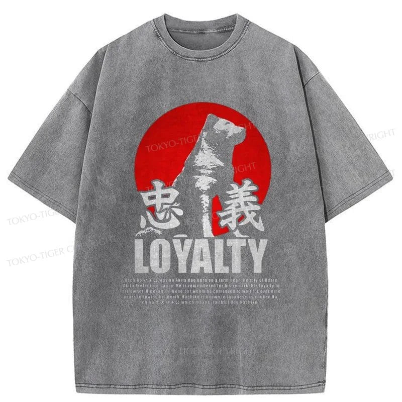 Tokyo-Tiger Hachiko Loyalty Dog Japanese Washed T-Shirt