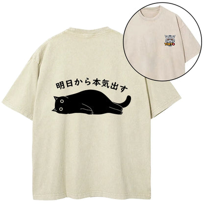 Tokyo-Tiger I'm Going To Get Serious Tomorrow Front Back Washed T-Shirt