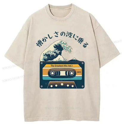 Tokyo-Tiger Tape And Waves Japanese Washed T-Shirt