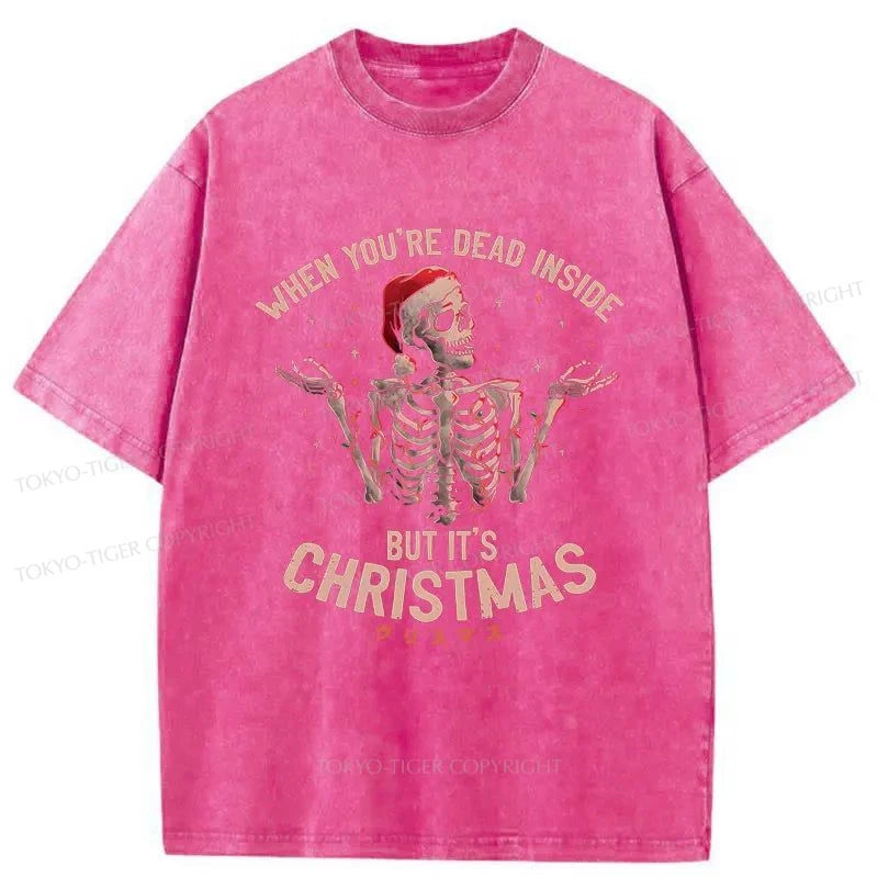 Tokyo-Tiger Skeleton Christmas Washed T-Shirt