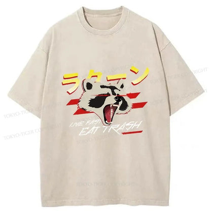 Tokyo-Tiger Live Fast Eat Trash Japanese Washed T-Shirt