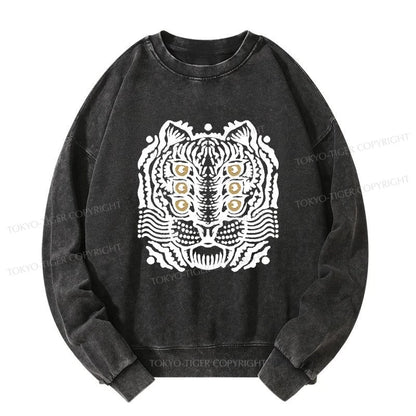 Tokyo-Tiger Six-eyed Cat Japanese Washed Sweatshirt