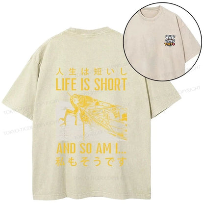 Tokyo-Tiger A Grasshopper With A Short Life Front Back Washed T-Shirt