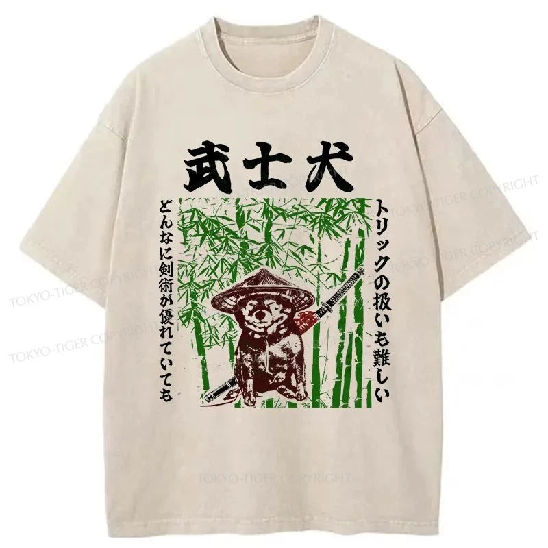 Tokyo-Tiger Samurai Dog Washed T-Shirt