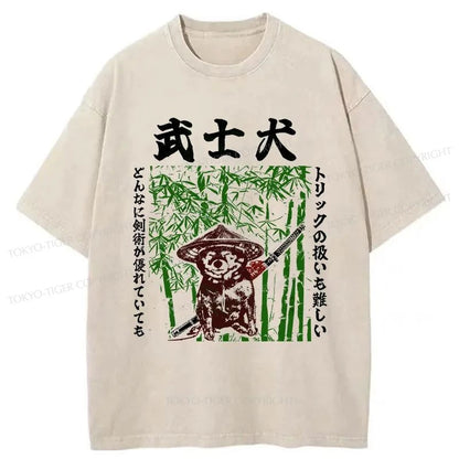 Tokyo-Tiger Samurai Dog Washed T-Shirt