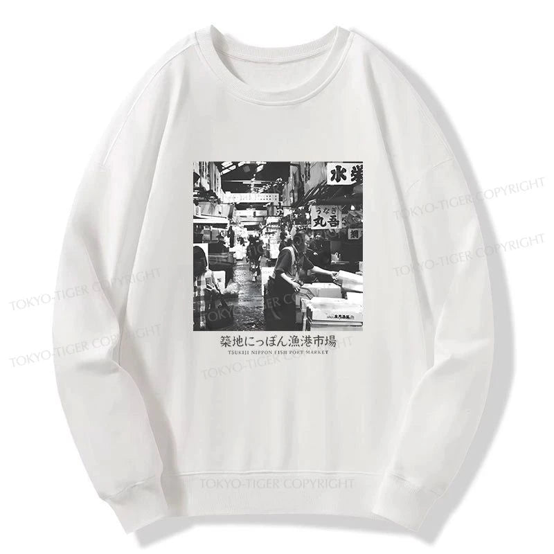 Tokyo-Tiger Tsukiji Fish Market Photo Sweatshirt