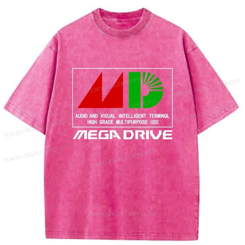 Tokyo-Tiger Mega Drive MDJP Logo Washed T-Shirt