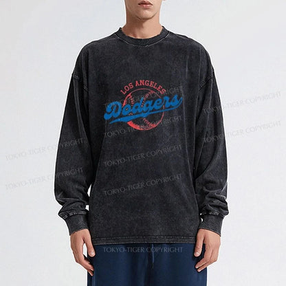 Tokyo-Tiger Ohtani 17-Retro-Dodgers Washed Long Sleeve T-Shirt