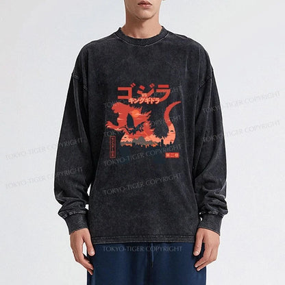 Tokyo-Tiger King of the Monsters Washed Long Sleeve T-Shirt