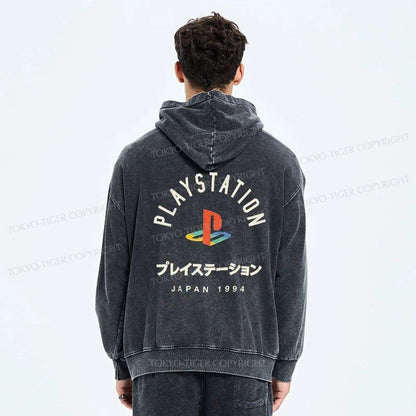 Tokyo-Tiger PlayStation Logo Japan Washed Zip Hoodie