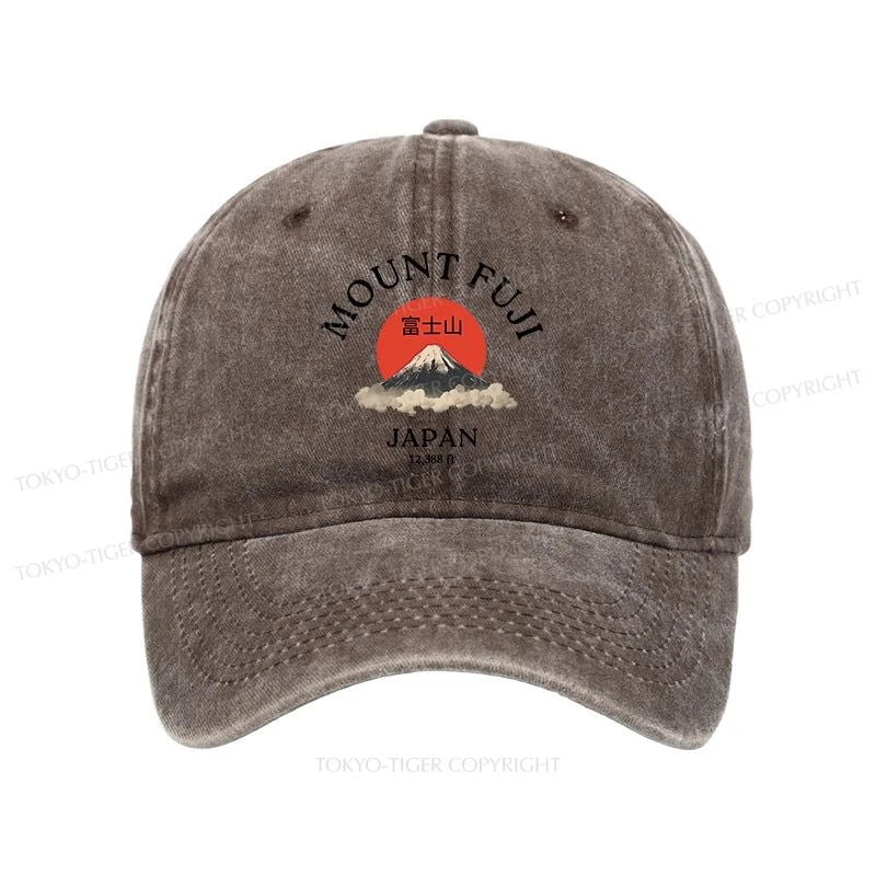 Tokyo-Tiger Japan Mount Fuji Sun Unisex Washed Cap