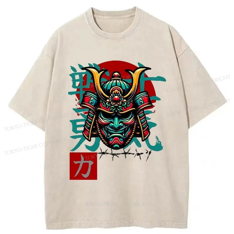 Tokyo-Tiger Samurai Warrior Spirit Japanese Washed T-Shirt