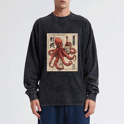 Tokyo-Tiger Osaka Saké Octopus Washed Long Sleeve T-Shirt