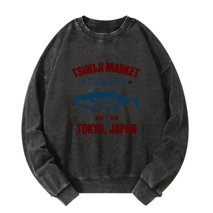 Tokyo-Tiger Japanese Tsukiji Fish Market Washed Sweatshirt