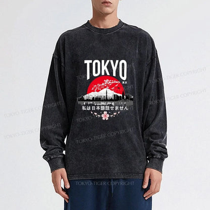 Tokyo-Tiger I don’t speak Japanese Washed Long Sleeve T-Shirt