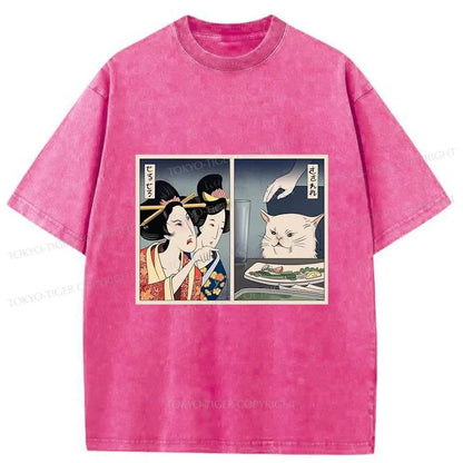 Tokyo-Tiger The Geisha Scolded The Cat Washed T-Shirt