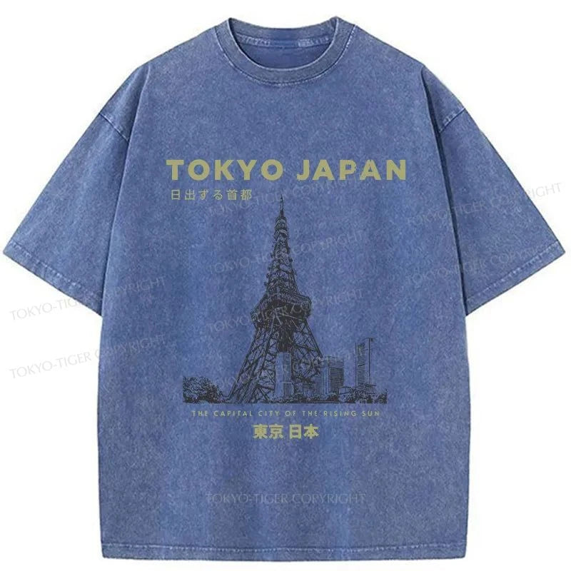 Tokyo-Tiger Tokyo Tower Japan Washed T-Shirt