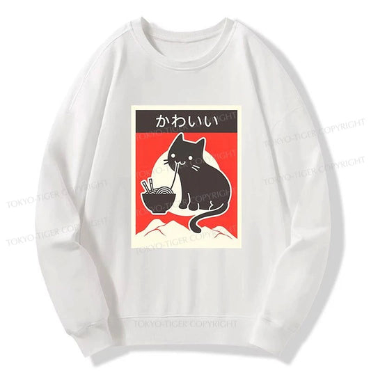 Tokyo-Tiger "Kawaii" Vintage Style Japenese Ramen Cat Sweatshirt