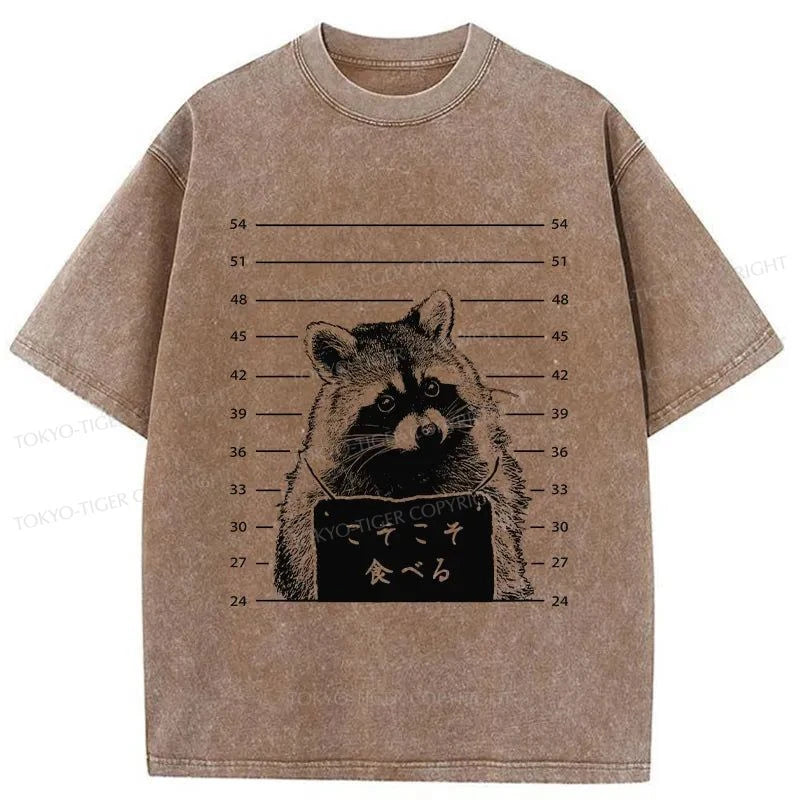 Tokyo-Tiger Captured Raccoon Washed T-Shirt