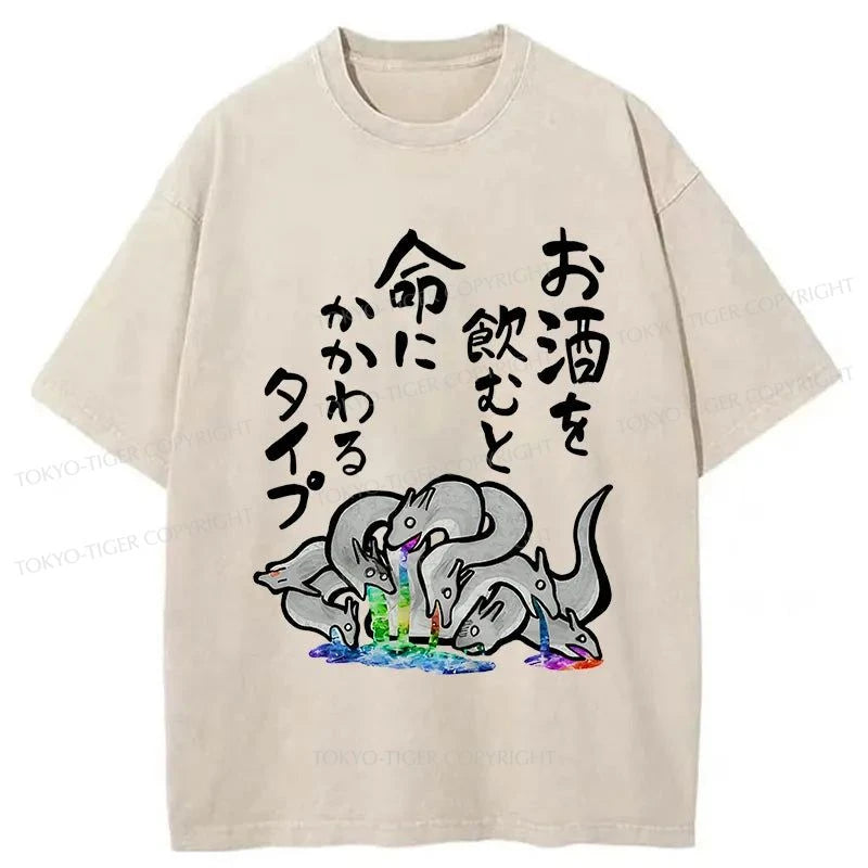 Tokyo-Tiger Drunken Yamata No Orochi Washed T-Shirt