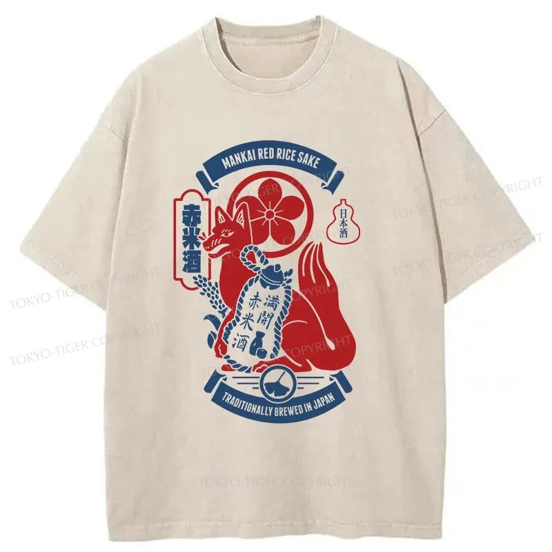 Tokyo-Tiger Rice Wine Japanese Washed T-Shirt