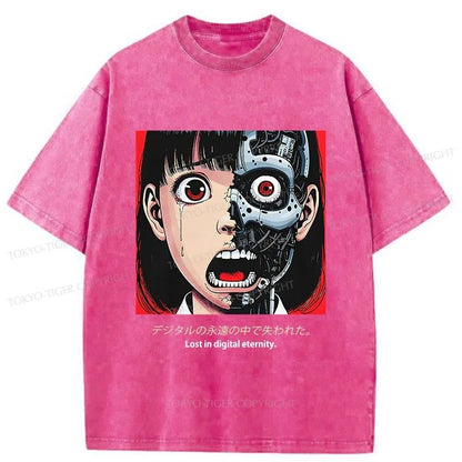 Tokyo-Tiger Cyborg Girl Washed T-Shirt