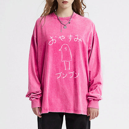 Tokyo-Tiger Oyasumi Punpun Japanese Washed Long Sleeve T-Shirt