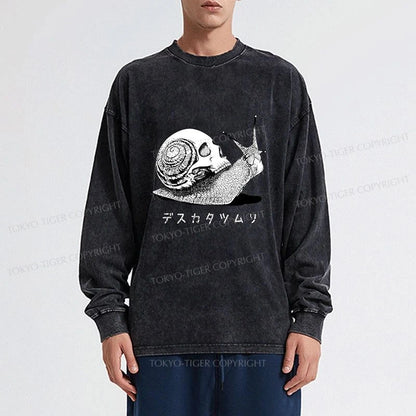 Tokyo-Tiger Death Snail Manga Washed Long Sleeve T-Shirt