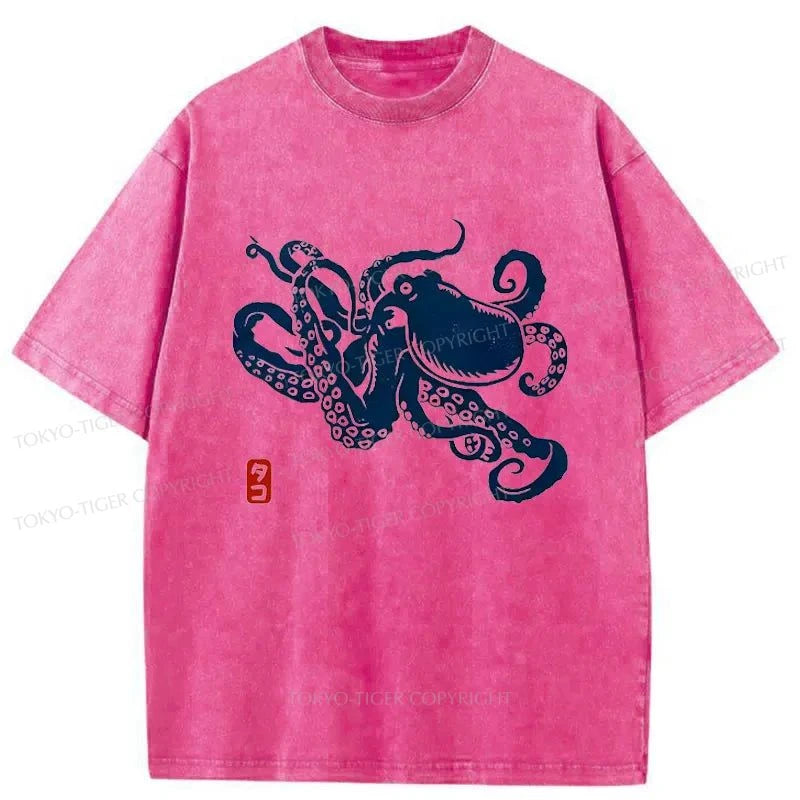 Tokyo-Tiger Japanese Octopus Washed T-Shirt