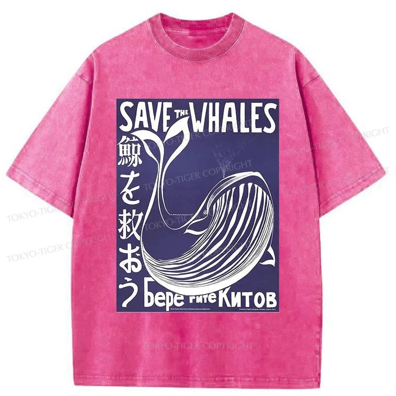 Tokyo-Tiger Save The Whales Japanese Washed T-Shirt