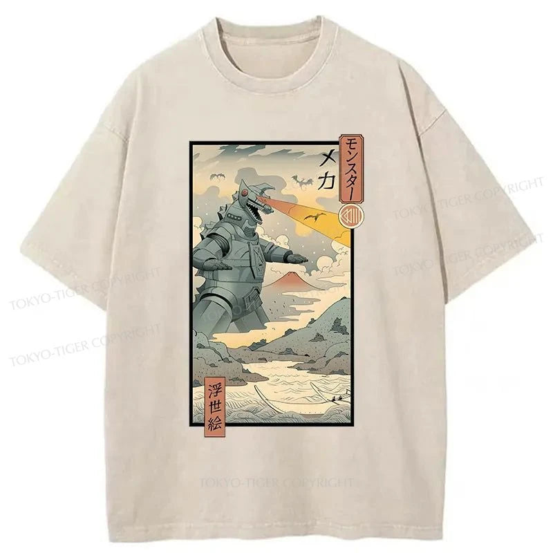 Tokyo-Tiger Ukiyo-e Robot Monster Washed T-Shirt