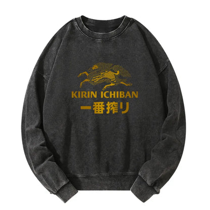 Tokyo-Tiger Japanese Beer Art Print Washed Sweatshirt