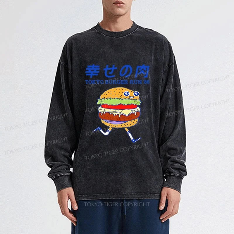 Tokyo-Tiger Tokyo Burger Run Japanese Washed Long Sleeve T-Shirt